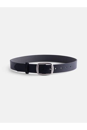 Women's and Women's Plus Soft Square Center Bar Buckle Belt, Black