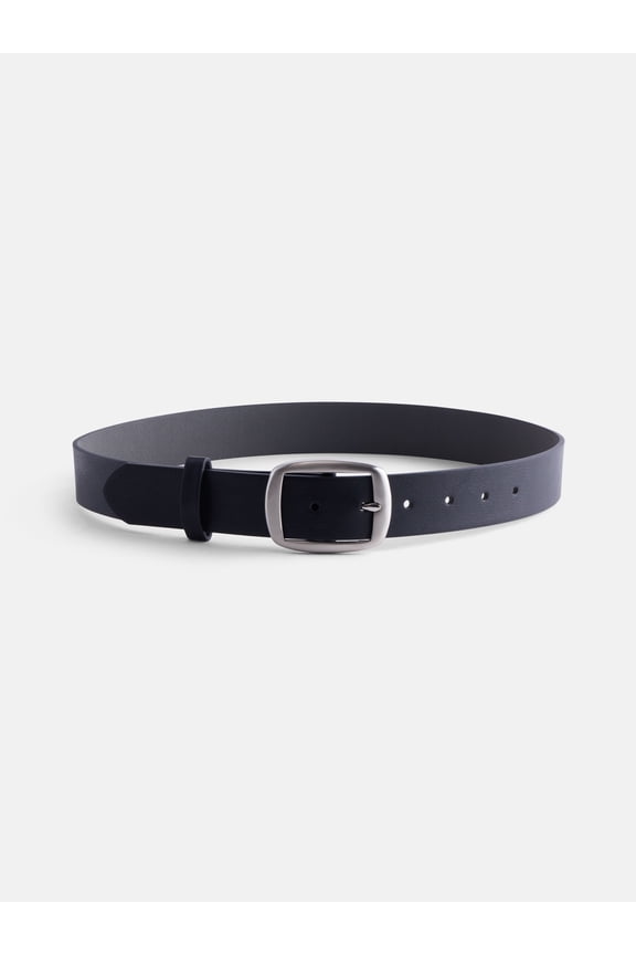Women's and Women's Plus Soft Square Center Bar Buckle Belt, Black