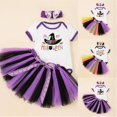 thumbnail image 1 of SOFTCCLO Baby Girl Halloween Outfit Print Short Sleeve Romper Tulle Tutu Skirt Clip 3 Piece Sets Size 3-6M, 1 of 4