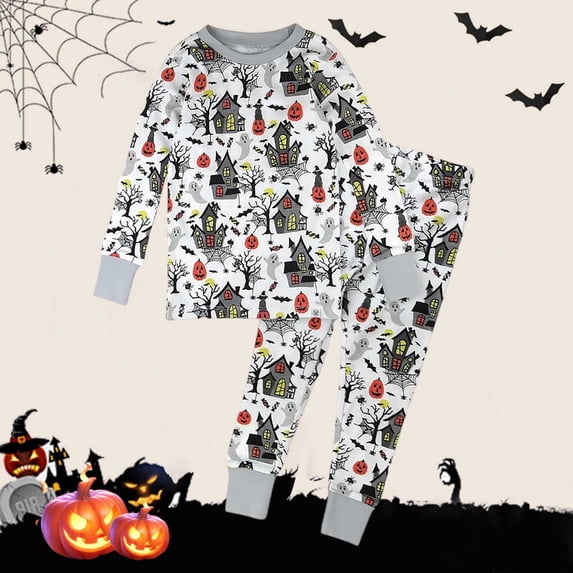 SOFTCCLO Boys Outfits Halloween Cartoon Print Long Sleeve Crewneck Sweatshirt Pants Casual Loungewear 2 Piece Sets for Boy Size 100
