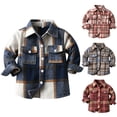 thumbnail image 1 of SOFTCCLO Boys Shirts Long Sleeve Lapel Collar Plaid Print Button Down Tops Fall Winter Casual Dressy Kids Button Up Shirts 4-5Y, 1 of 8
