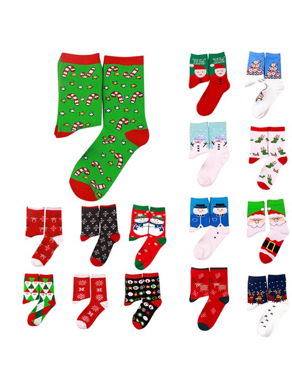 Christmas Socks Womens Holiday Print Fashion Crew Socks Soft Comfortable Socks for Women Green One Size