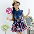 thumbnail image 1 of SOFTCCLO Dresses for Girls Sleeveless Lapel Button Ditsy Floral Denim Dress Street Style Fashion Dress Size 2-3Y, 1 of 8