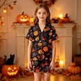 thumbnail image 1 of SOFTCCLO Girls Outfits Halloween Cartoon Print Short Sleeve Shirt Shorts Loose Casual Loungewear 2 Piece Sets Size 8-9Y, 1 of 7