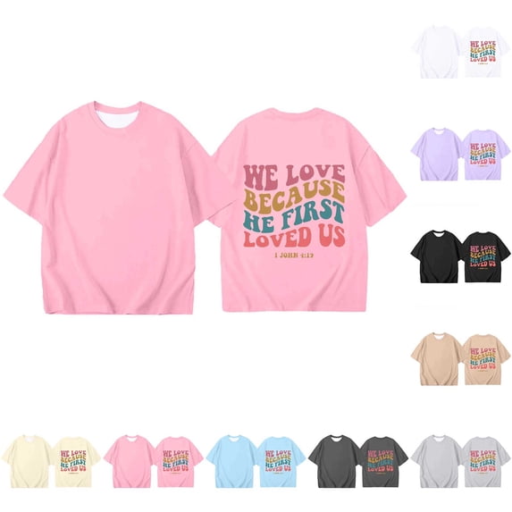 SOFTCCLO Girls T shirts Short Sleeve Crewneck Letter Print Graphic Tees Summer Stylish Casual Loose T-Shirts for Girls 3-4Y
