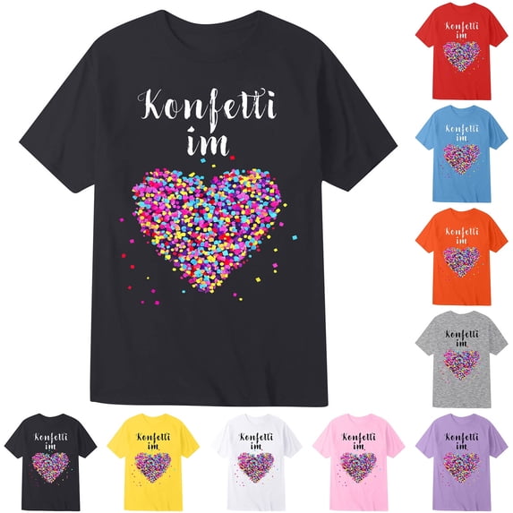 SOFTCCLO Girls Tshirts Short Sleeve Crewneck Graphic Tees Carnival Print Casual Stylish Festival Wear T-Shirts for Girls Size 10-11Y
