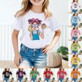 thumbnail image 1 of SOFTCCLO Girls Tshirts Short Sleeve Crewneck Graphic Tees Cartoon Print Stylish Casual Undershirt Cute T-Shirts for Girls Size 3-4Y, 1 of 6