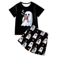 thumbnail image 1 of SOFTCCLO Outfit Sets for Girls Halloween All Over Print Short Sleeve T Shirt Shorts Casual Fashion 2 Piece Outfits Size 4-5Y, 1 of 2
