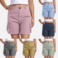 thumbnail image 1 of SOFTCCLO Shorts for Women Casual Solid Cargo Shorts Multi Pocket Elastic Waist Casual Womens Shorts Brown L, 1 of 9