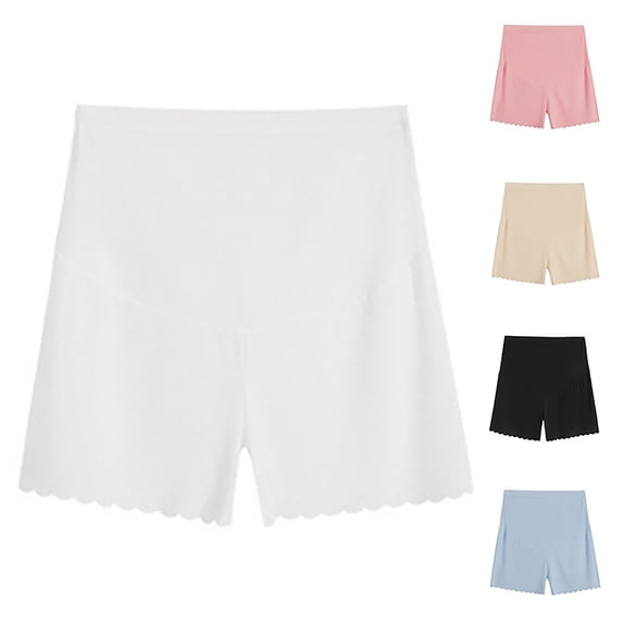 SOFTCCLO Shorts for Women Maternity Summer High Stretch Shorts Breathable Loose Base Layer Solid Womens Shorts Beige L