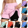 thumbnail image 1 of SOFTCCLO Shorts for Women Solid Color Drawstring Casual Shorts Loose with Lining Summer Womens Shorts Blue XXL, 1 of 10