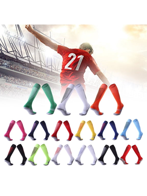 Soccer Socks Adults Anti Slip Soft Elastic Over Knee Long Socks Breathable Athletic Socks for Men White One Size