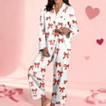 thumbnail image 1 of SOFTCCLO Valentine's Day Pajamas Sets Women Cute Pink Heart Print Pjs Sets Shirts Pants 2 Piece Sets Comfortable Sleepwear Red L, 1 of 5