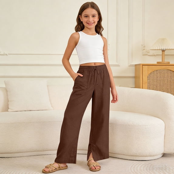 SOFTCCLO Wide Leg Jeans for Girls Loose Denim Long Pants for Summer Casual Girls Baggy Denim Pants Size 11-12Y