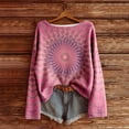 thumbnail image 1 of Winter Tops for Women Long Sleeve Retro Print T-shirts Crewneck Loose Casual Womens Graphic Tees Pink XXXL, 1 of 3