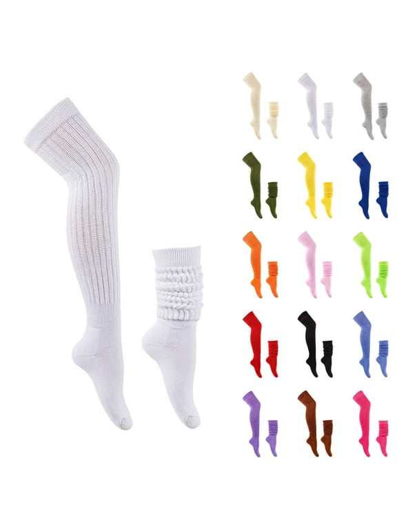 Womens Socks Long Thick Bubble Solid Over Knee Slouch Socks Cozy Comfortable Socks for Women Pink One Size