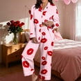 thumbnail image 1 of SOFTCCLO Womens Valentines Pajamas Sets Long Sleeve Button Down Shirts and Casual Pants Comfortable 2 Piece Home Sleepwear for Women Pink S, 1 of 9
