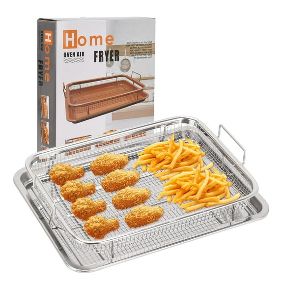 SOFTGAS 12.8",Air Fryer Basket for Oven, Oven Air Fryer Basket and Tray, Stainless Steel