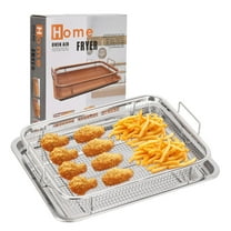 SOFTGAS 12.8",Air Fryer Basket for Oven, Oven Air Fryer Basket and Tray, Stainless Steel