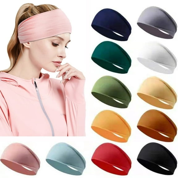 SOFTGAS 12-Pack Headbands for Women Hair Wide Band Non-Slip Workout Bands for Sports, Yoga, Running, and Fitness