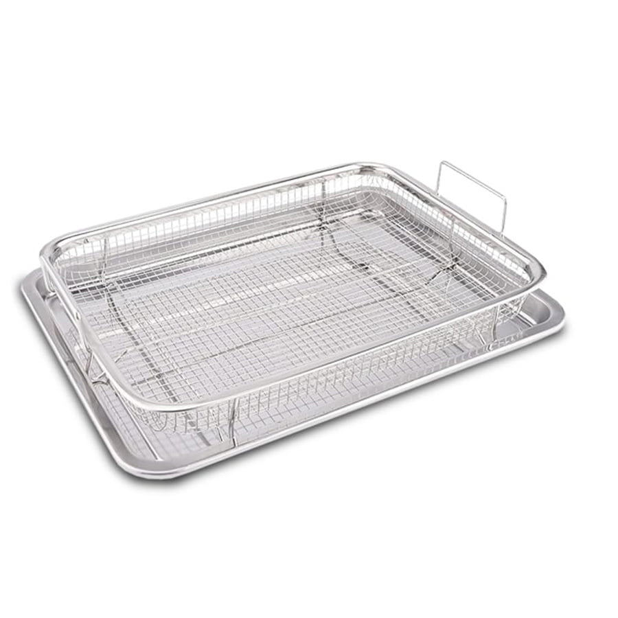 SOFTGAS Air Fryer Basket for Oven, 15.7 * 12'' Non-stick Steel Mesh Grill Basket Air Fryer Baking Tray Accessories Rack Roasting Basket for Convection Oven with Air Fryer, Dishwasher Safe