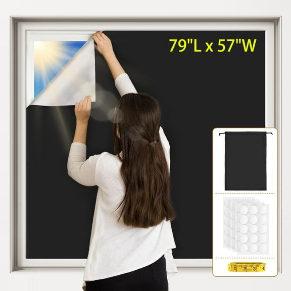 SOFTGAS Portable Blackout Curtains, (79" x 57") Blackout Shades, 100% Portable Blackout Blinds for Any Window, Temporary Blackout Shades for Travelers/Bedroom