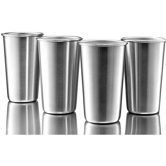 SOFTGAS Premium Stainless Steel Cups 20 oz Pint Cup Tumbler (4 Pack) - Premium Metal Cups - Stackable Durable Cup，Chilling Beer Glasses, for Travel, Outdoor, Camping