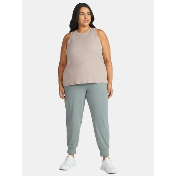 Avia Women's and Women's Plus SoftSculpt High-Rise Joggers with Side Pockets, 28" Inseam, Sizes XS-4X