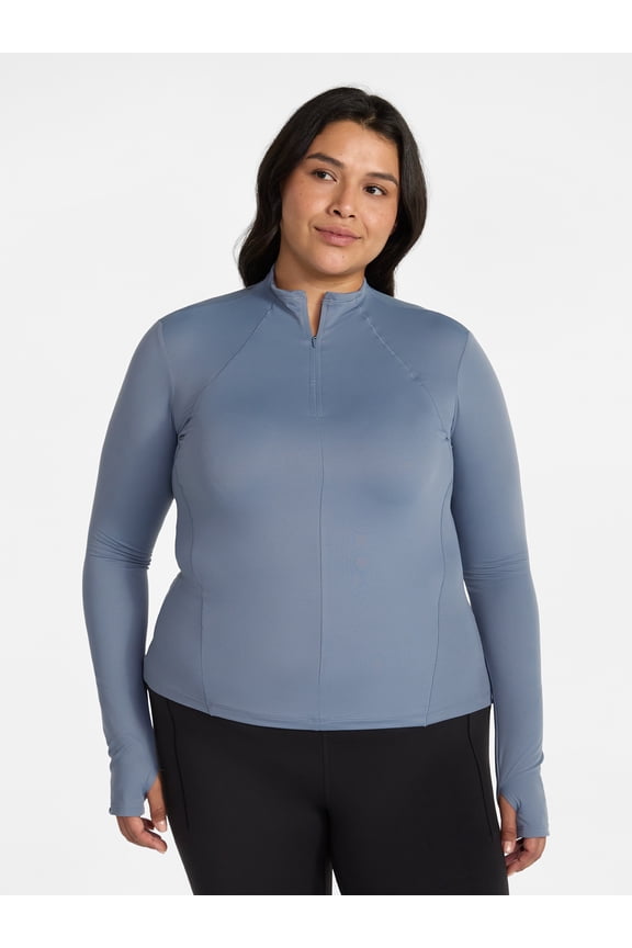 Women's and Women's Plus SoftSculpt Quarter Zip Long Sleeve Top, Sizes XS-4X