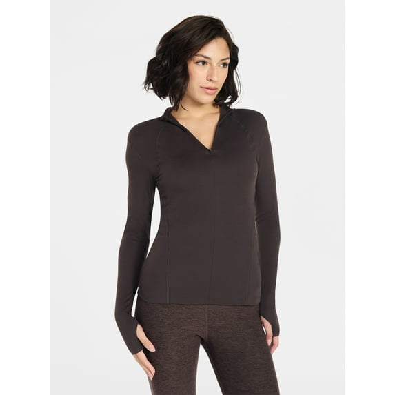 Avia Women's and Women's Plus SoftSculpt Quarter Zip Long Sleeve Top, Sizes XS-4X