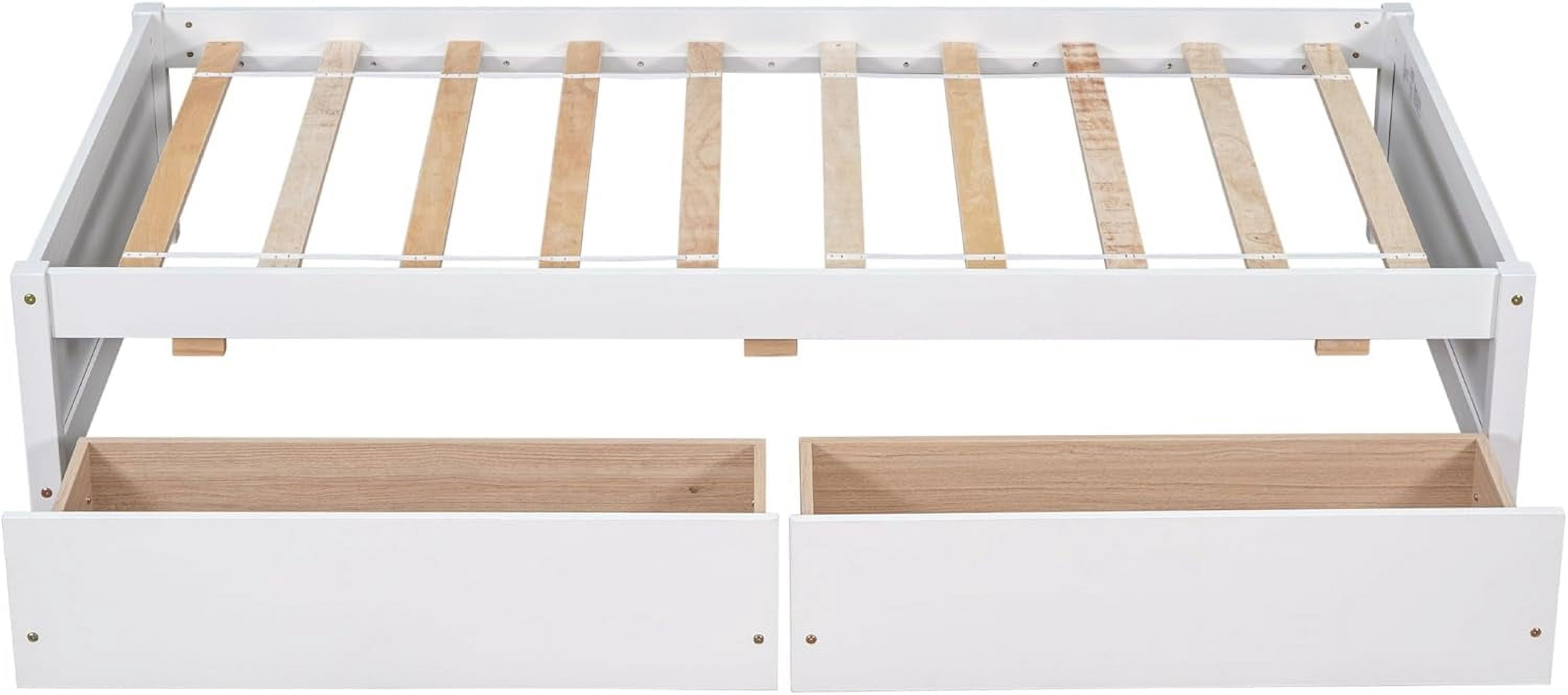 SOFTSEA White Twin Size Single Platform Bed, Wood Bed Frame for Bedroom ...