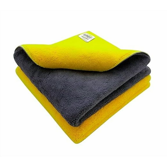 SOFTSPUN 900 GSM Microfiber Double Layered Cloth 40x40 Cms 2 Piece Towel Set Extra Thick Microfiber Cleaning Cloths Perfect for Bike Auto Cars Both Interior and Exterior.