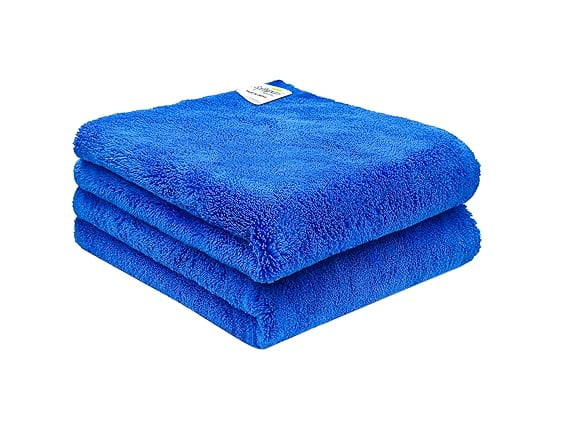 SOFTSPUN Microfiber Cloth-Edgeless with Ultrasonic Cut 2 Pc 40x40 cm Blue 500 GSM! Multipurpose Cloths - Automotive Microfibre Towels for Car Bike Cleaning Polishing Washing & Detailing.