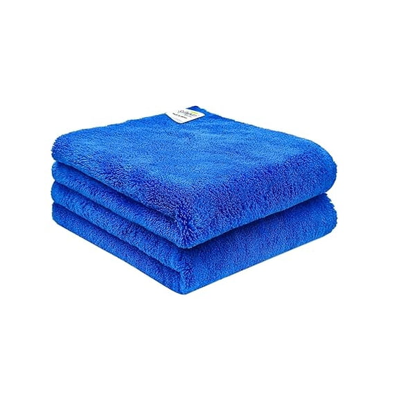 SOFTSPUN Microfiber Cloth-Edgeless with Ultrasonic Cut 2 Pc 40x40 cm Blue 500 GSM! Multipurpose Cloths - Automotive Microfibre Towels for Car Bike Cleaning Polishing Washing & Detailing.