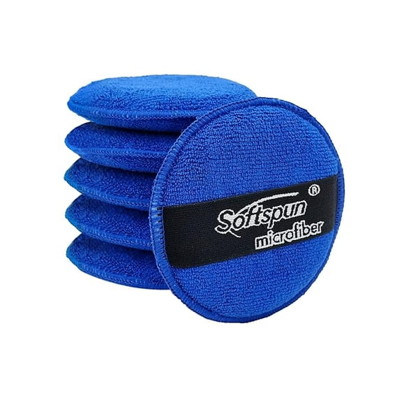 SOFTSPUN Microfiber Reusable Round Polishing Pad, 6 Pieces Set 340 GSM (Blue) Multipurpose
