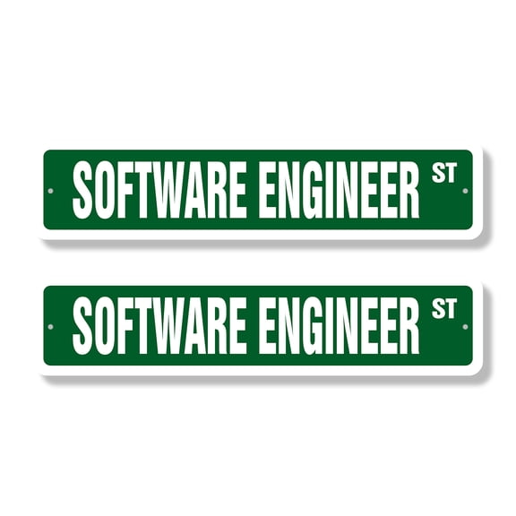 SOFTWARE ENGINEER Classic Street Sign (2 Pack) computer code writer IT programmer Road Sign | 4" X 18" Plastic Address Sign