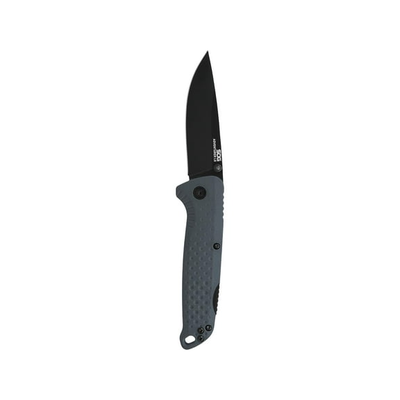 SOG Adventurer LB Pocket Knife 3" Drop Point 5Cr15MoV Titanium Nitride Blade Glass Filled Nylon Handle Gray