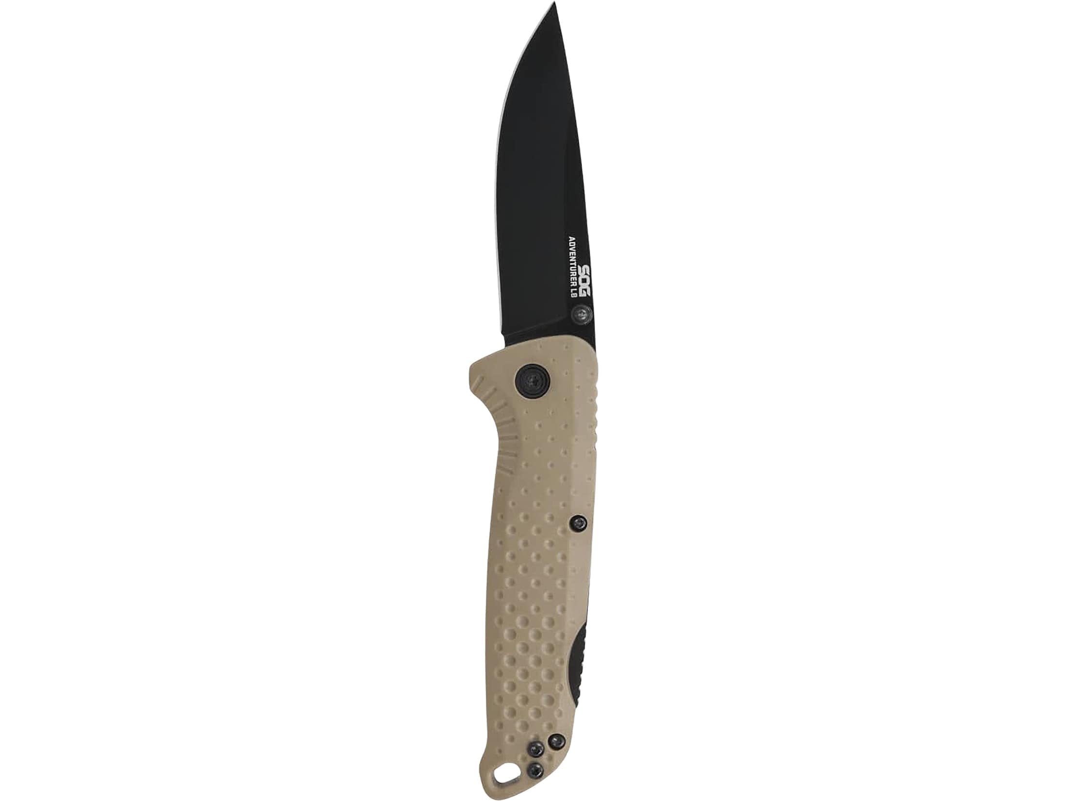 SOG Adventurer LB Pocket Knife 3" Drop Point 5Cr15MoV Titanium Nitride Blade Glass Filled Nylon Handle Flat Dark Earth