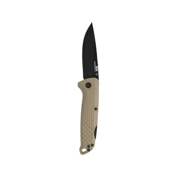SOG Adventurer LB Pocket Knife 3" Drop Point 5Cr15MoV Titanium Nitride Blade Glass Filled Nylon Handle Flat Dark Earth