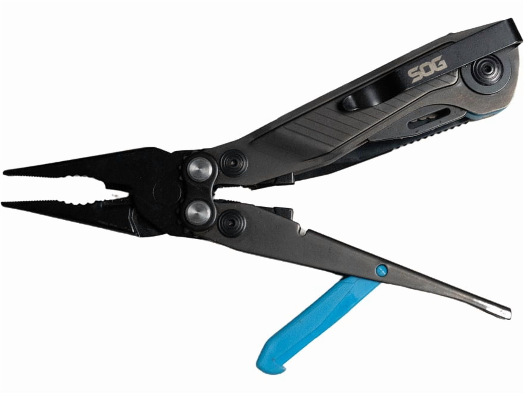 SOG Knives SOG Flash MT Urban Gray and Cyan Multitool 7 Tools 2.4in Black Clip Point SOG29550241