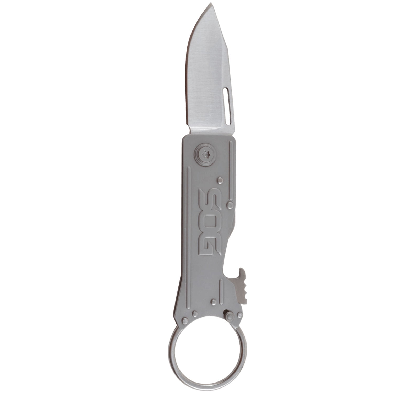 SOG Keytron Pocket Knife 1.84" Clip Point 5Cr13MoV Satin Blade Stainless Steel Handle Gray