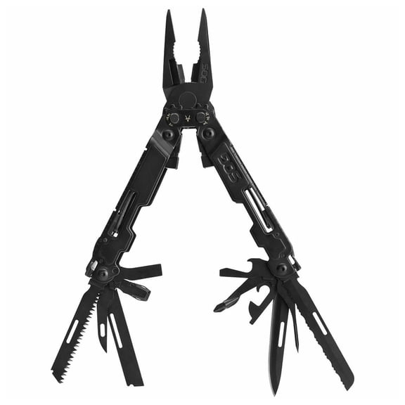 SOG PowerAccess Deluxe All-Around Heavy Duty Stainless Steel Multi-Tool w/Nylon Sheath, Two Knife Blades, Can & Bottle Opener, Black