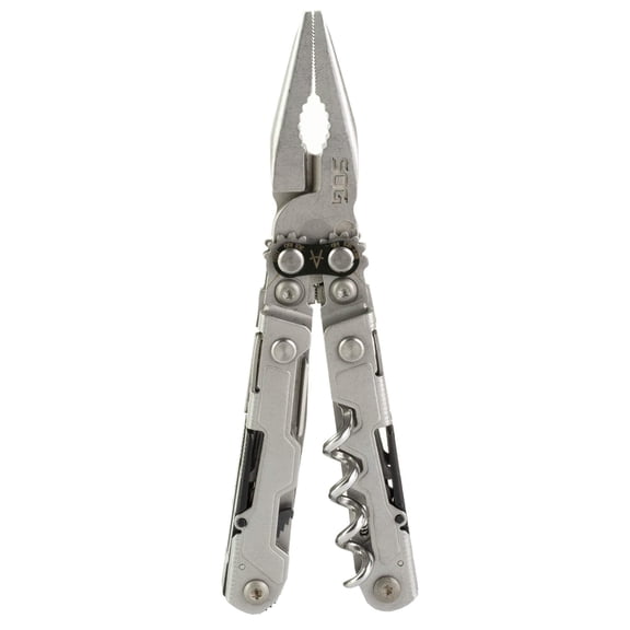 SOG PowerLitre Mini Utility Multi-Tool w/ 19 Lightweight Tools, Compact 5 Inch Long Utility Tool with Knife, Screwdriver, Hex Bit Holder, Stone Wash