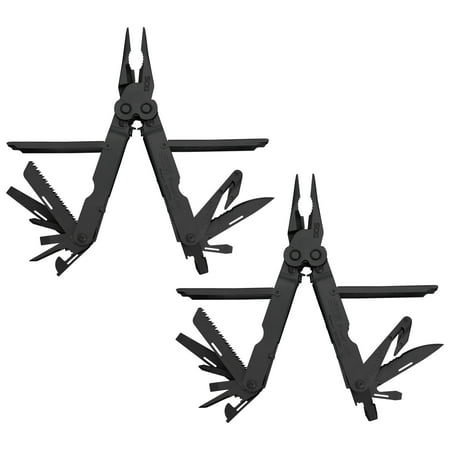 SOG Powerlock Stainless Steel V Cutter Multi Tool Pliers, Black (2 Pack)