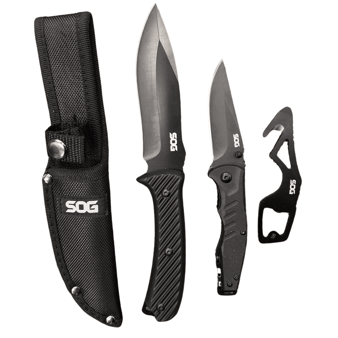 SOG Stainless Steel Pro 3.5 Knife Kit - 3pc. Combo Knife Kit, Fixed Blade,  Folding Knife, Flat Tool 