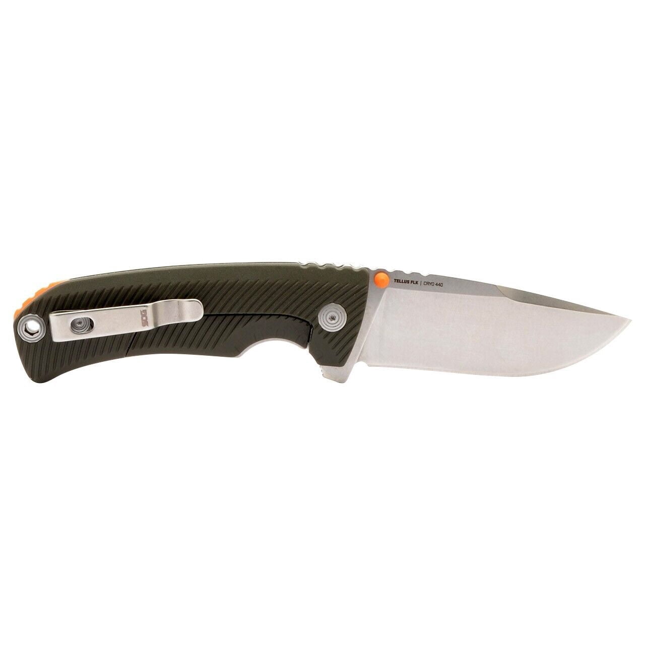 SOG Tellus FLK 3.65" Clip Point Folding Pocket Knife, Olive Drab - 14-06-01-43