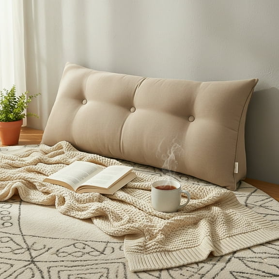 SOGA 100cm Triangular Wedge Pillow Beige Bed Backrest Cushion for Headboard, Tatami, Sofa, and Bedroom Decor