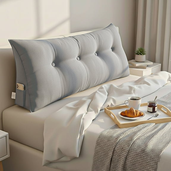 SOGA 120cm Silver Triangular Wedge Bed Pillow Headboard Backrest Bedside Tatami Cushion Home Decor