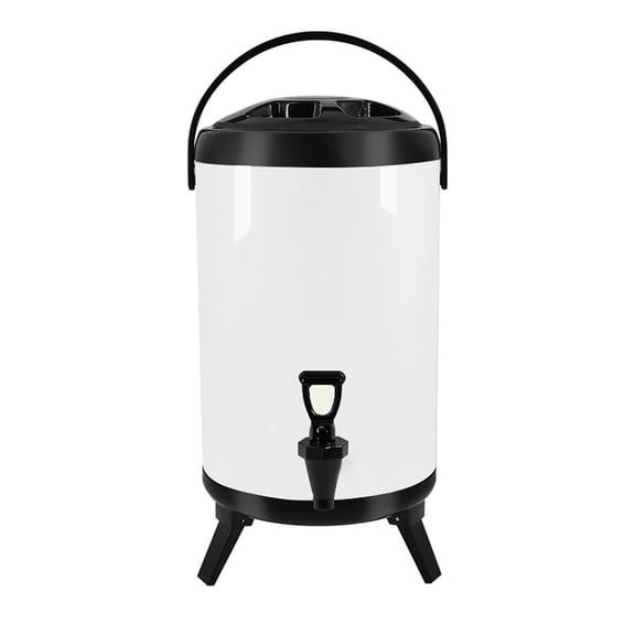 SOGA 12L Stainless Steel Insulated Milk Tea Barrel Hot and Cold Beverage Dispenser Container with Faucet White