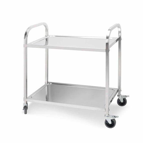 SOGA 2-Tier Stainless Steel Kitchen & Dining Food Cart – Medium Utility Trolley for Restaurants, Catering, and Home Use